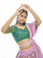 Myra Lilac Georgette Embroidered Designer Lehenga | Grocsy
