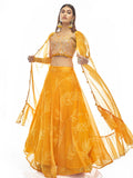 Myra Musturd Organza Embroidered Designer Lehenga | Grocsy