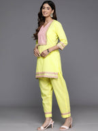 Ahalyaa Women's Traditional Wear Co-ods - Yellow | Grocsy