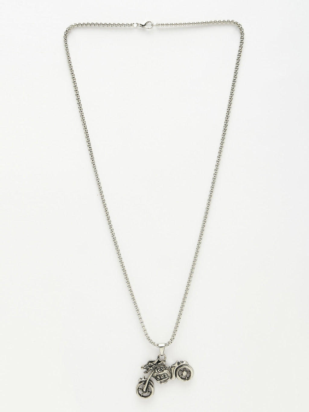 NVR Men's Rhodium-Plated Stainless Steel Bike Shaped Pendant With Chain | Grocsy