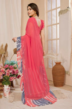 Aafreen Partywear Designer Pink Georgette Fancy Saree | Grocsy
