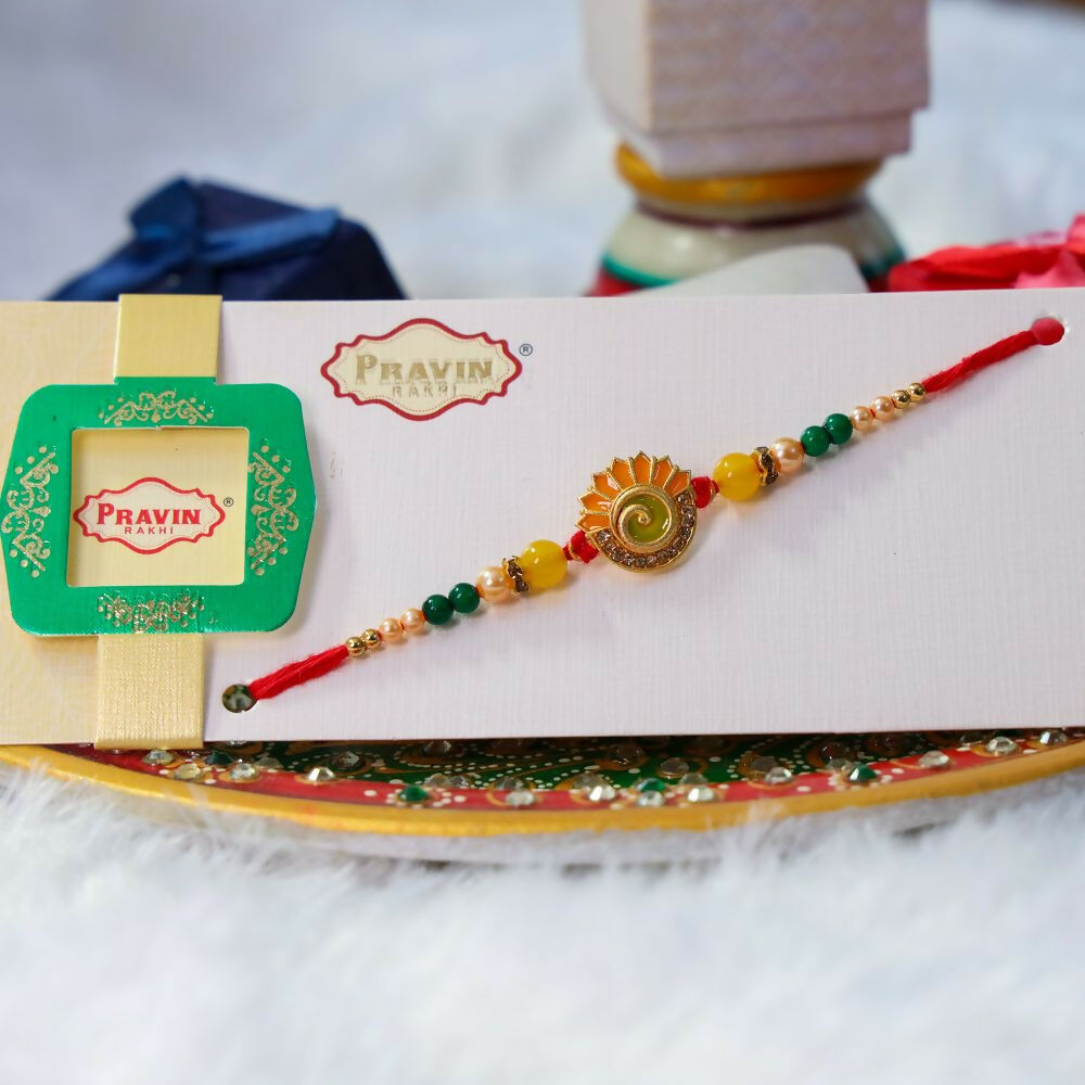 Indianvibez Meenakari Work With Stone Fancy Desginer Rakhi | Grocsy