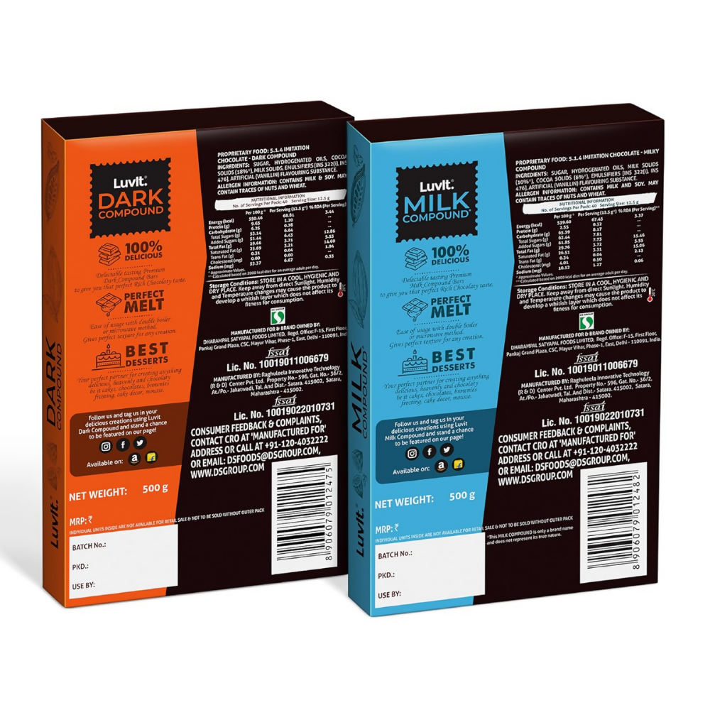 LuvIt. Cocoa Crush - Dark & Milk Compound Bars | Grocsy