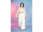 Off White Georgette Sequence With Thread Designer Co-Ord Set - Flory | Grocsy