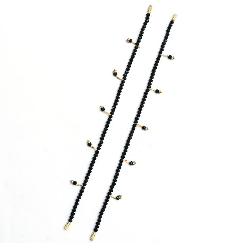 Mominos Fashion Kamal Johar Black Beads Anklets | Grocsy
