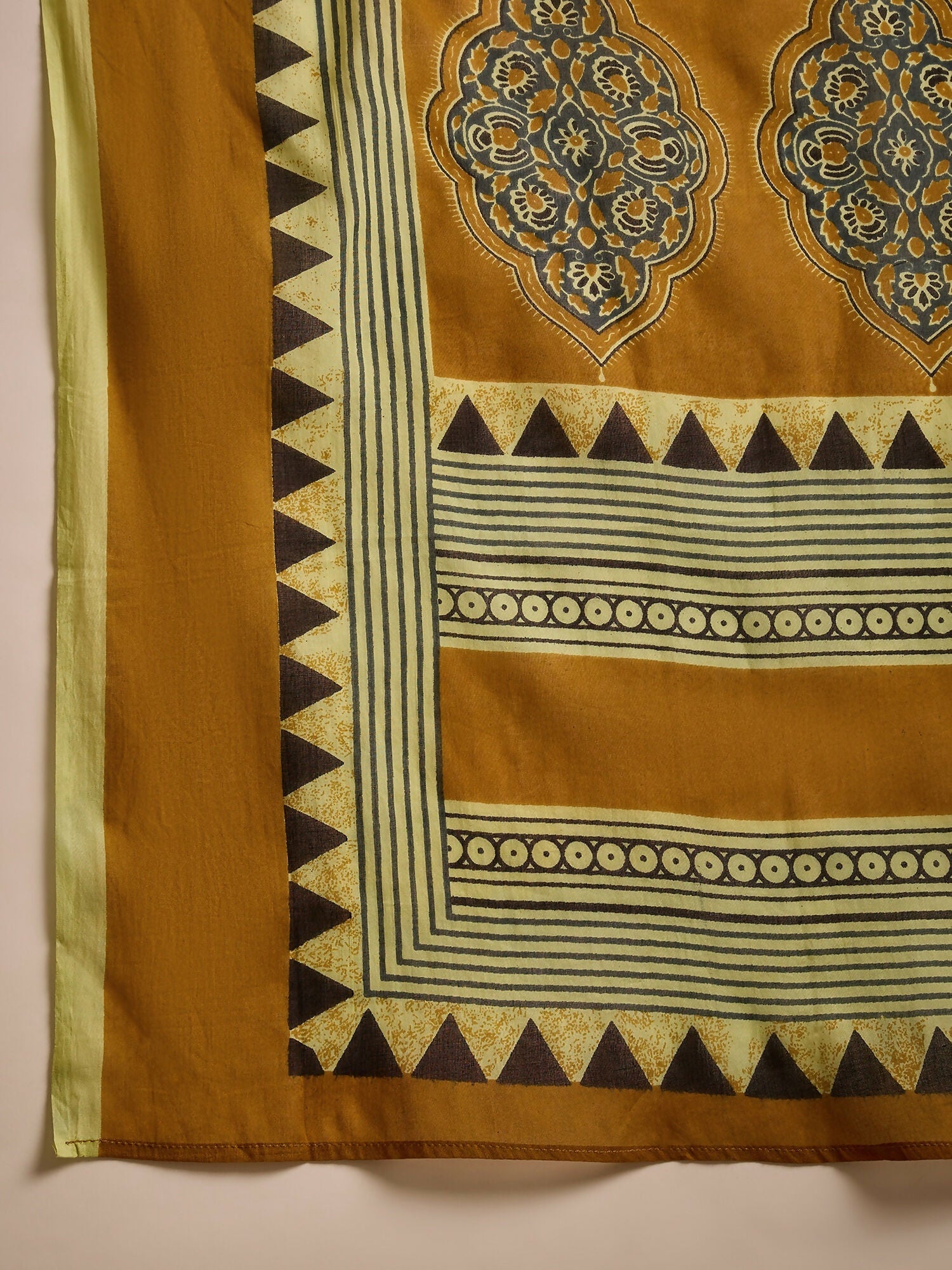Joban Fashion Printed Mustard Pure Cotton Kurta Set | Grocsy