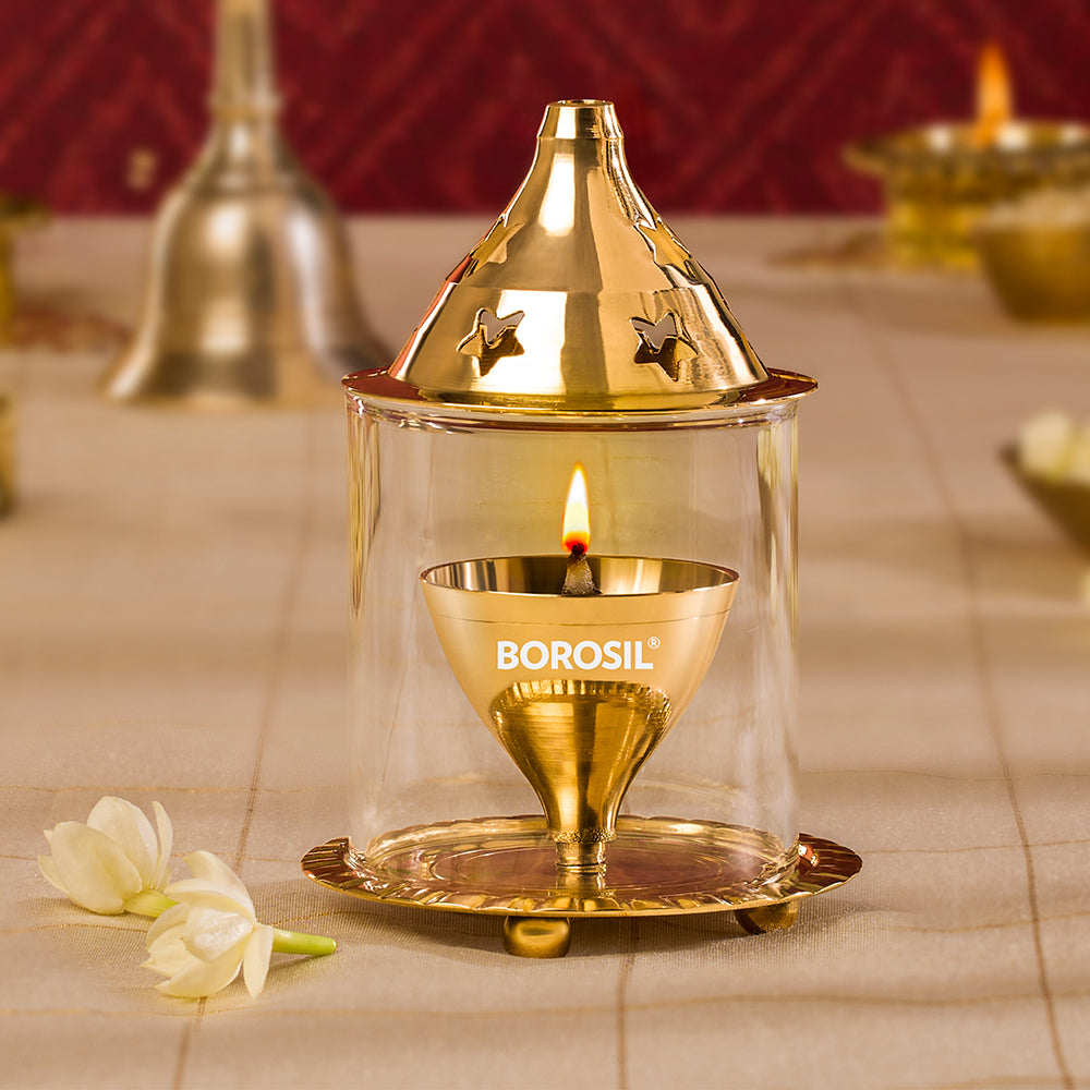 My Borosil Akhand Brass Diya, Small | Grocsy