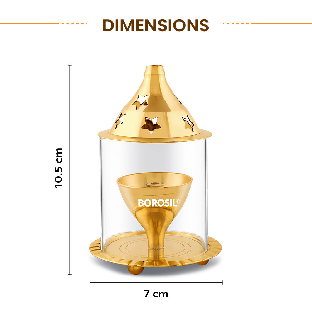 My Borosil Akhand Brass Diya, Small | Grocsy