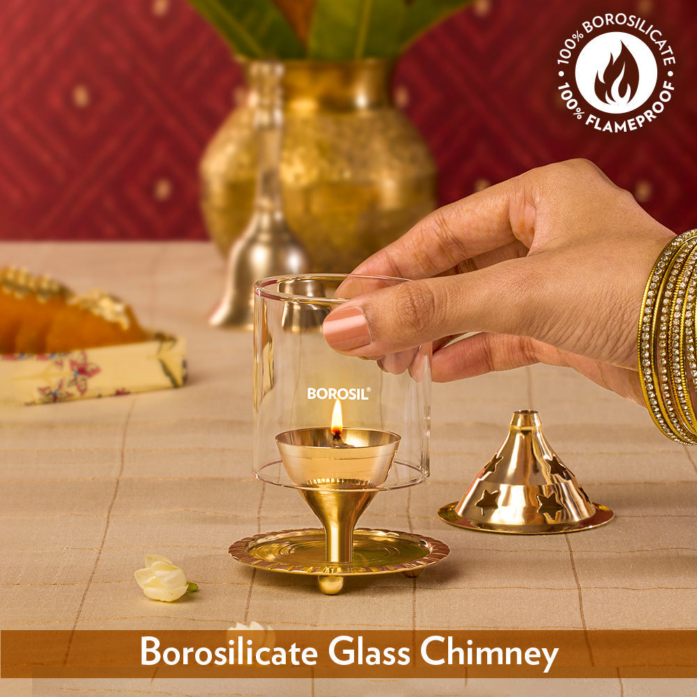 My Borosil Akhand Brass Diya, Small | Grocsy