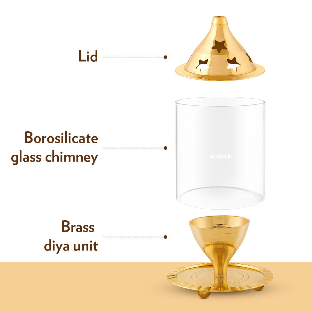 My Borosil Akhand Brass Diya, Small | Grocsy