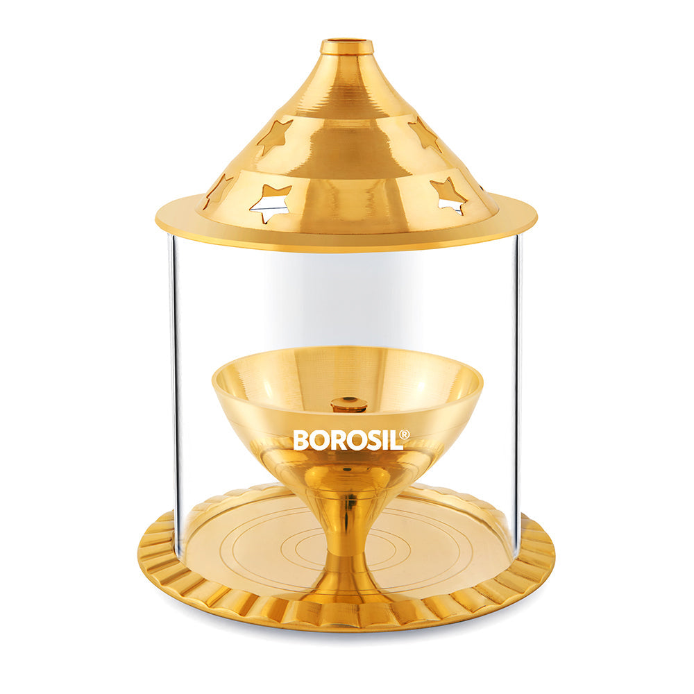 My Borosil Akhand Diya, Brass, Medium | Grocsy