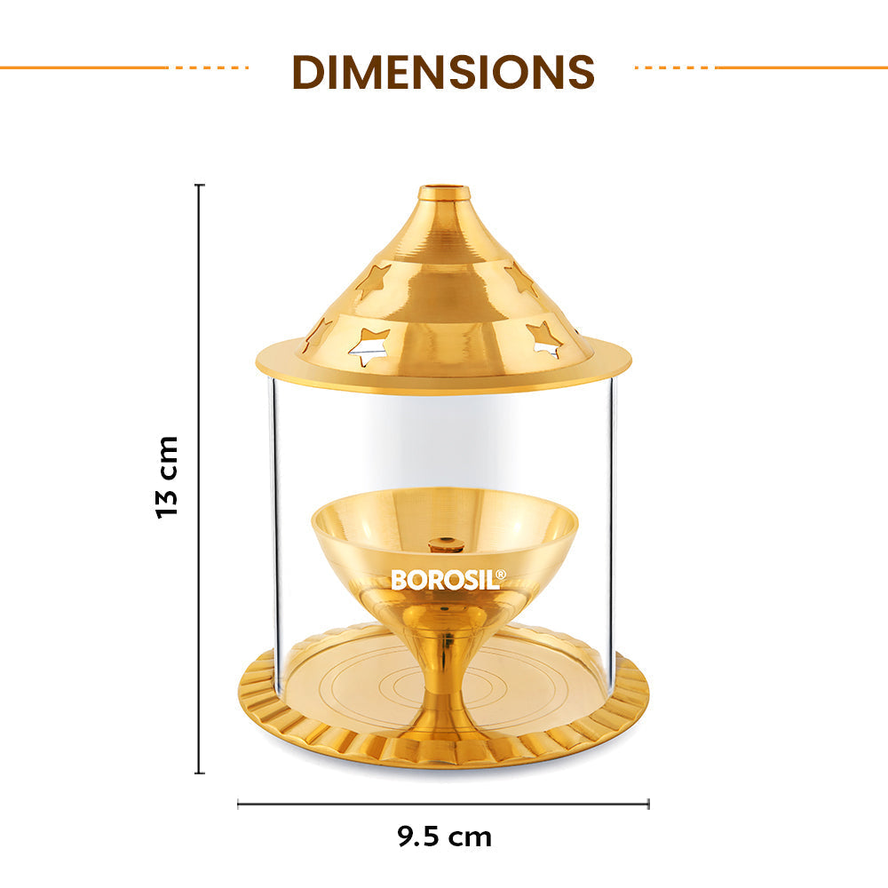 My Borosil Akhand Diya, Brass, Medium | Grocsy