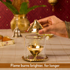 My Borosil Akhand Diya, Brass, Medium | Grocsy