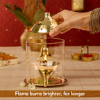 My Borosil Akhand Diya, Brass, Large | Grocsy