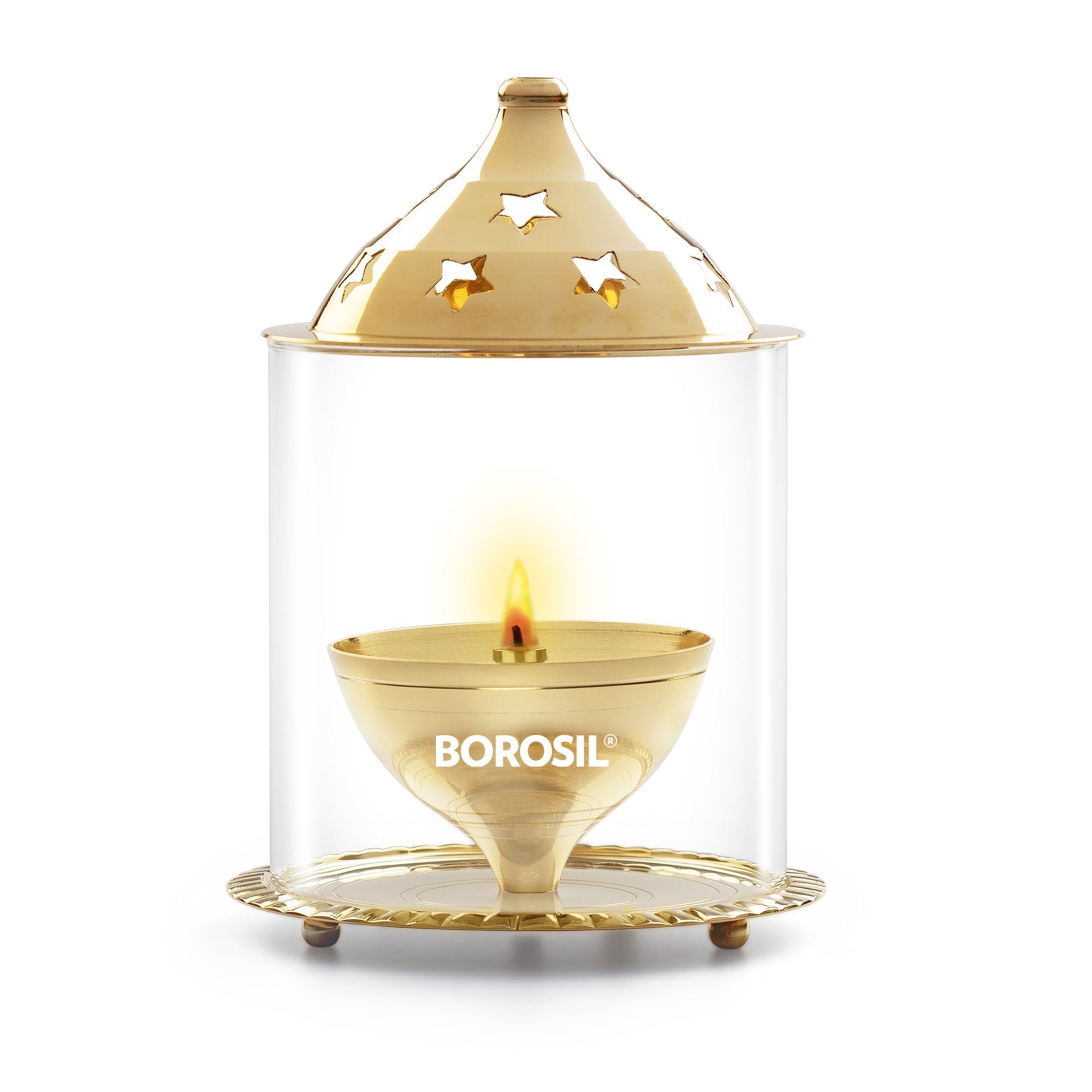 My Borosil Akhand Diya, Brass, Large | Grocsy