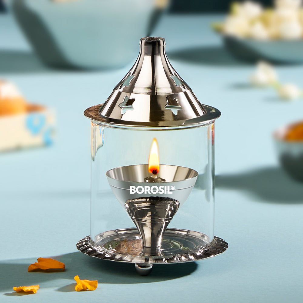 My Borosil Akhand Nickel Diya, Small | Grocsy