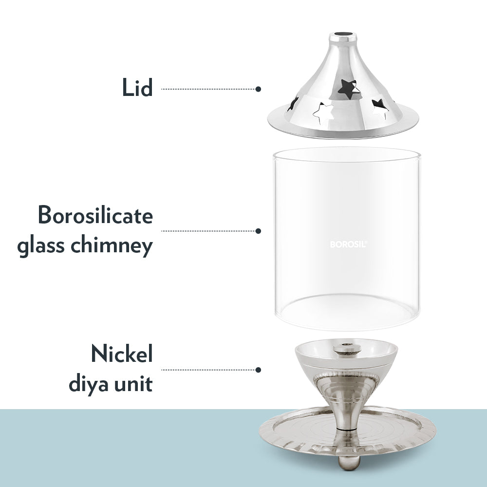 My Borosil Akhand Nickel Diya, Small | Grocsy