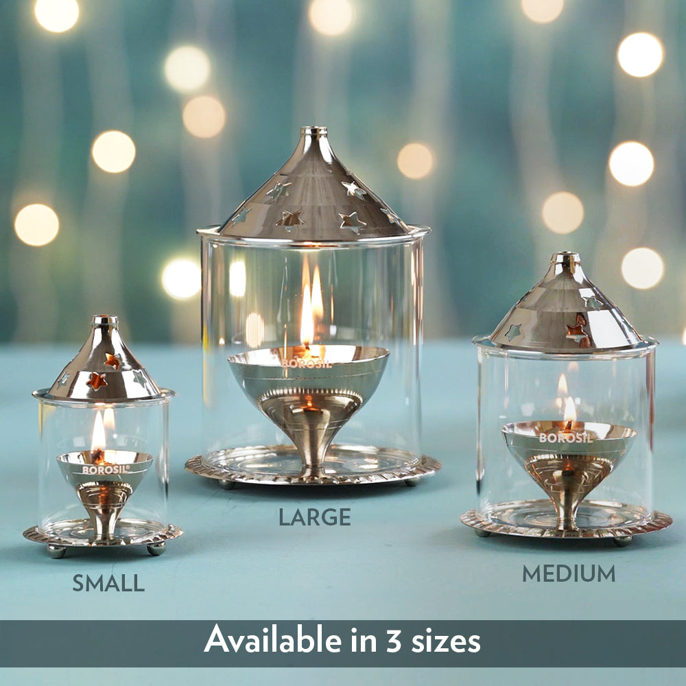 My Borosil Akhand Nickel Diya, Small | Grocsy
