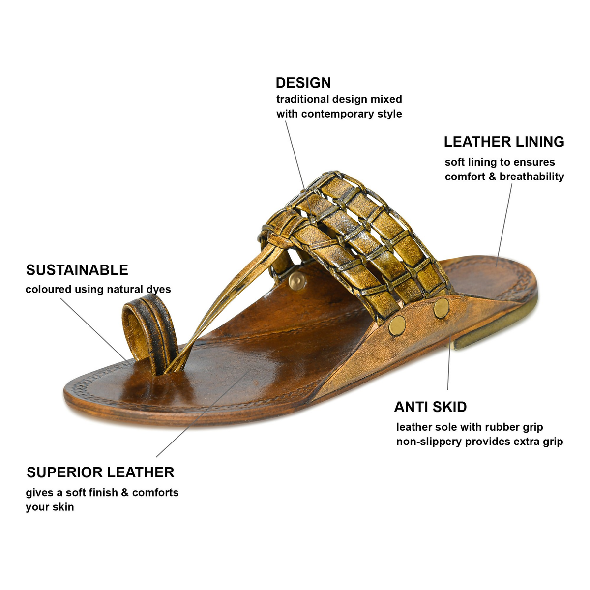 Stepsoft Men’S Brown Kolhapuri Slippers – Traditional Leather Party Footwear | Grocsy