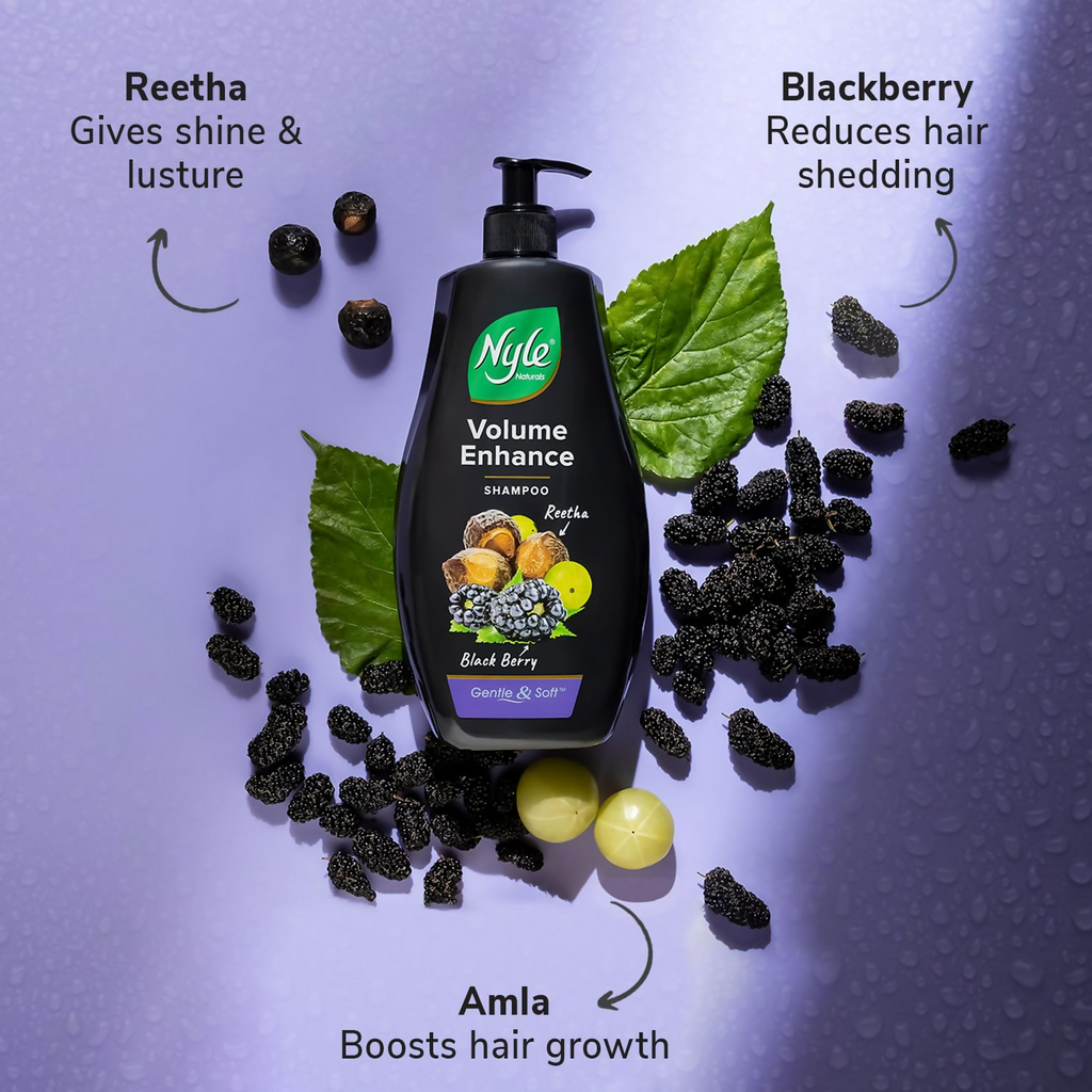 Nyle Naturals Volume Enhance Shampoo With Blackberry Reetha and Amla Gentle & Soft | Grocsy