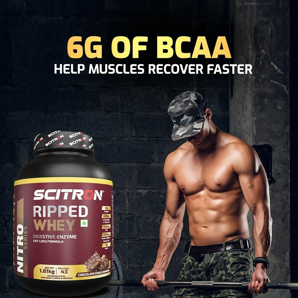 Scitron Ripped Whey Protein Powder Flavor Chocolate Fudge Brownie | Grocsy