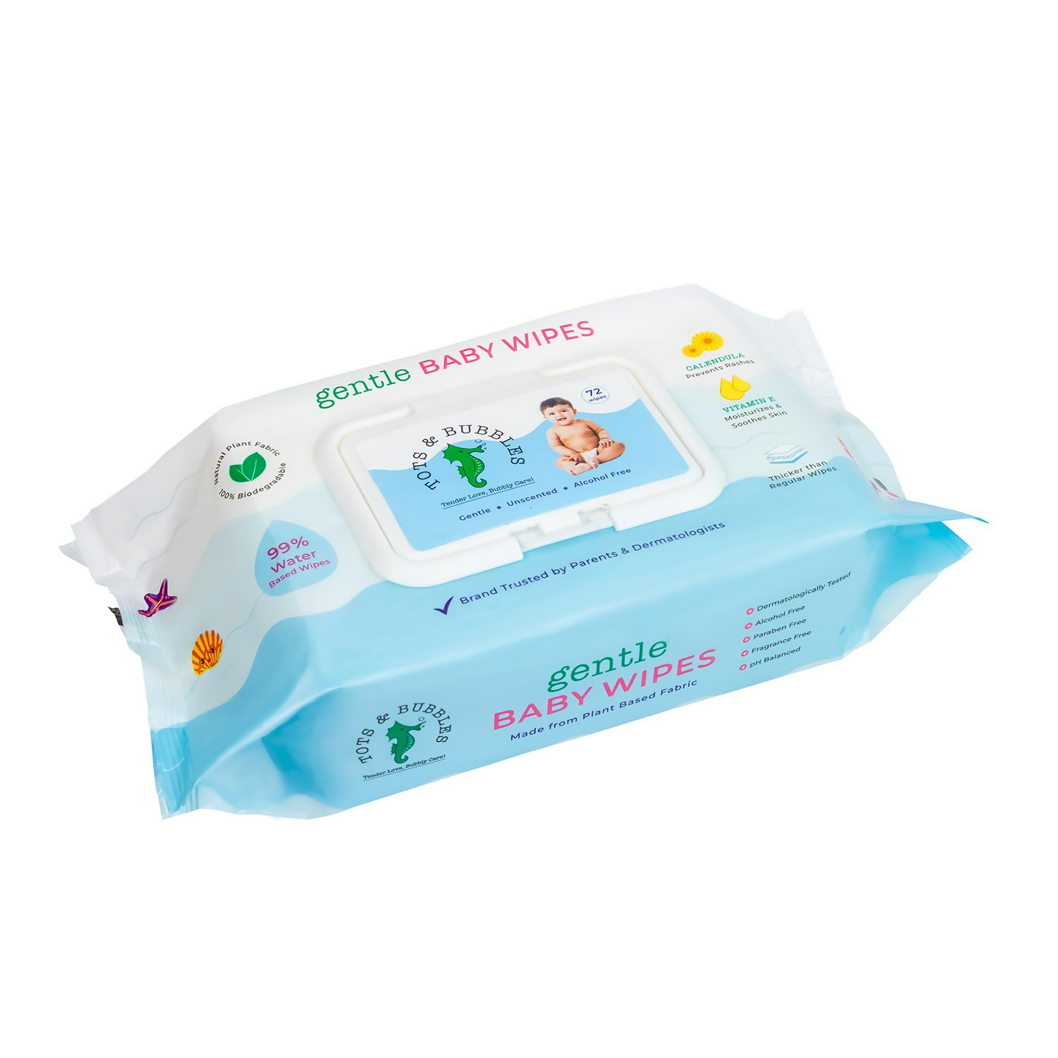 Tots & Bubbles 99% Water Baby Wet Wipes with Lid | Grocsy