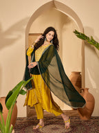 Joban Fashion Embroidery Mustard Vichitra Silk Kurta Set | Grocsy