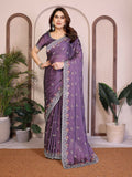 Teeya Creation New Trendy Stylish Party Wear Silk Saree-Lavender | Grocsy