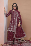 Teeya Creation Maroon Color Natural Crepe Silk Wedding Wear Trending Salwar Suit | Grocsy