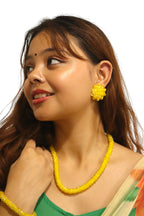 Inhanns Complete Look Crystal Statement 3-Piece Set (Adjustable Necklace + Earrings + Adjustable Bangle ) - Yellow | Grocsy