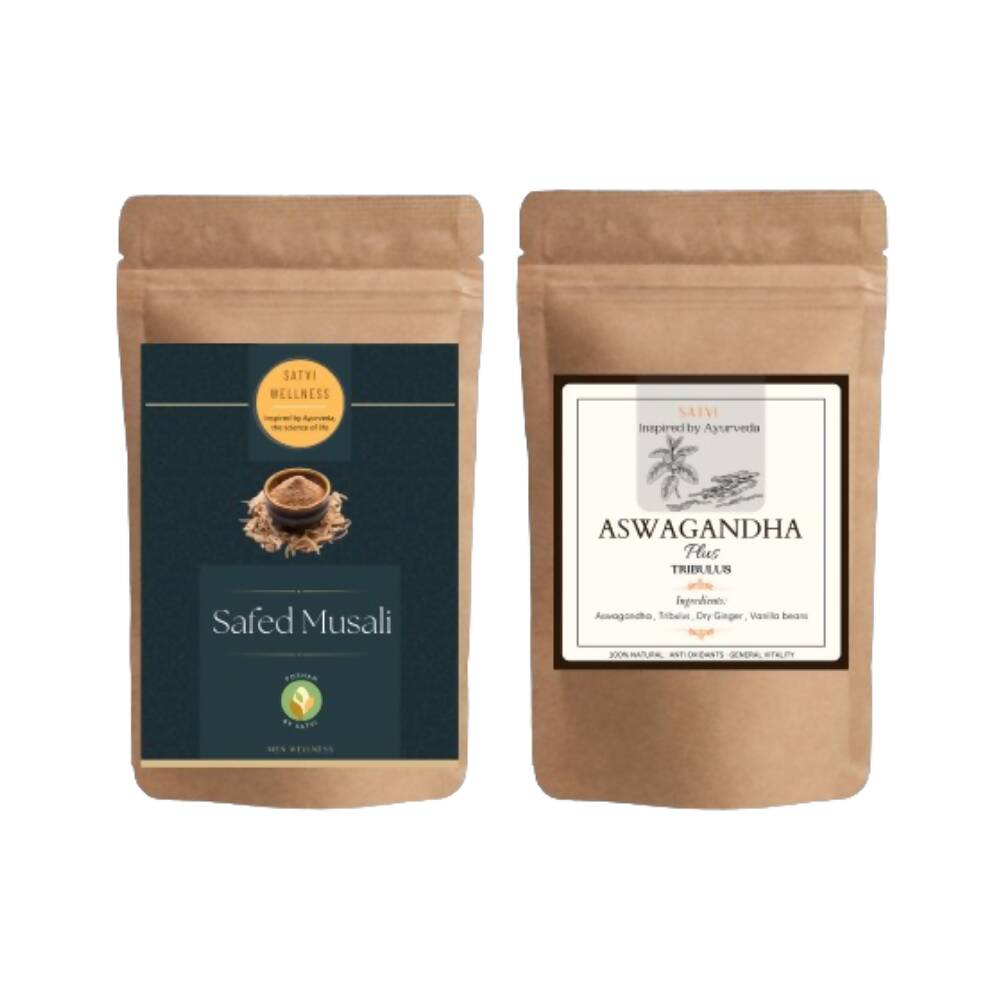 Satvi Wellness Ashwagandha Plus and Safed Musli Combo | Grocsy