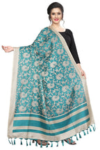 Vamika Rama Green Designed Printed Khadi Bhagalpuri Dupatta | Grocsy