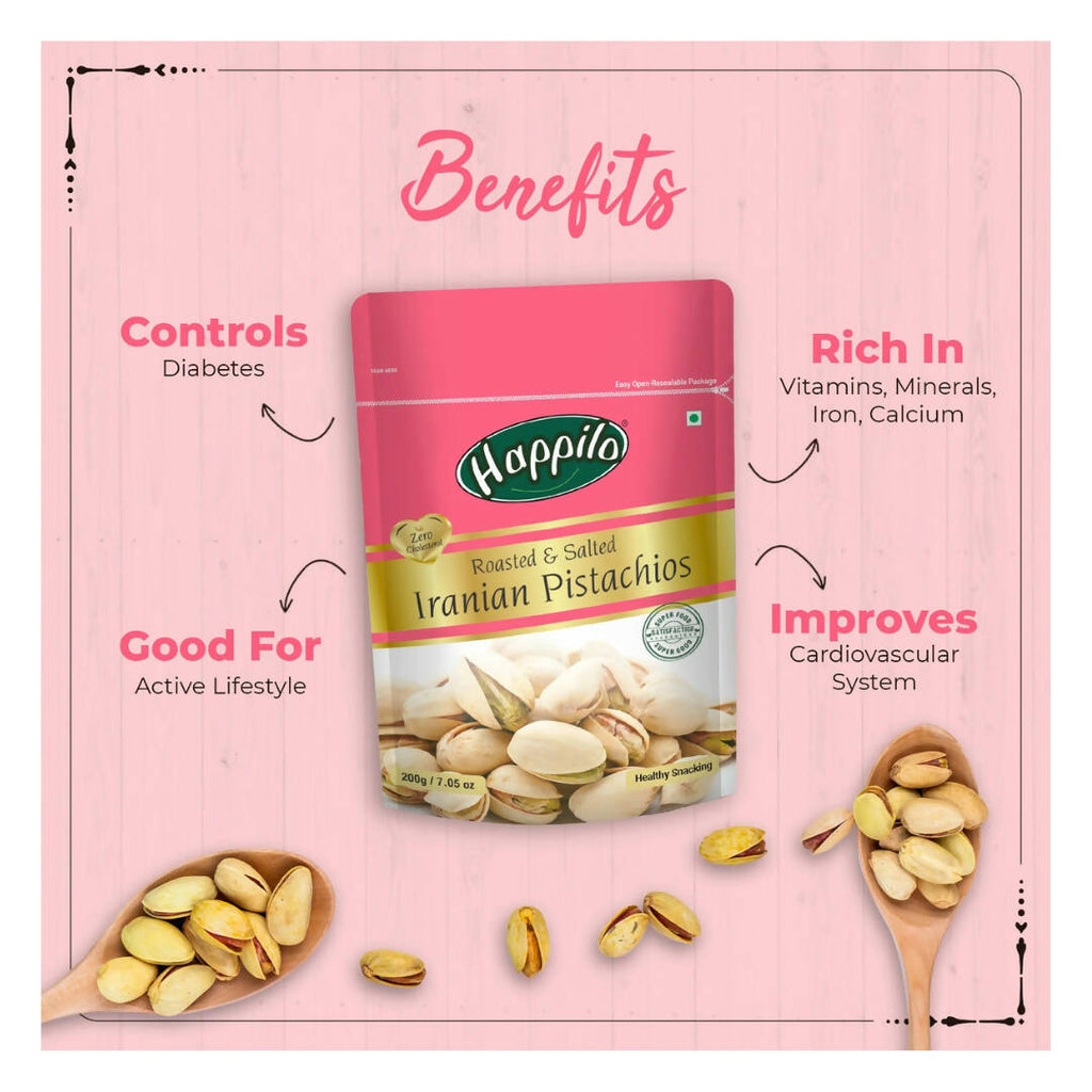 Happilo Premium Roasted & Salted Iranian Pistachios | Grocsy