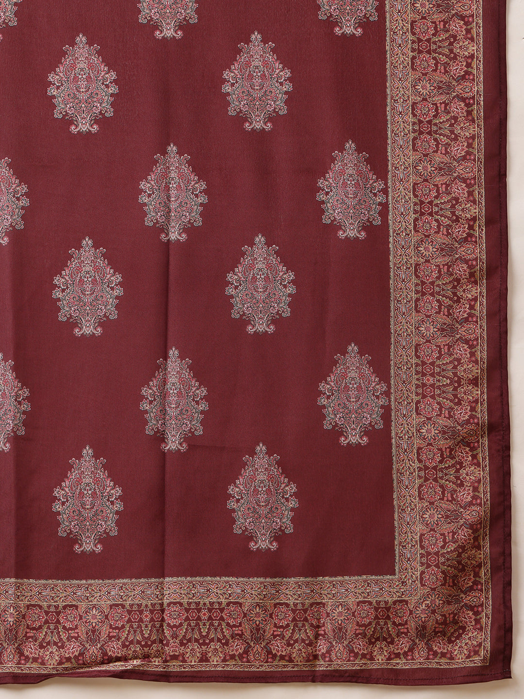 Embroidered & Printed Kurta With Palazzo & Printed Dupatta, Maroon - Hiral Fashion | Grocsy