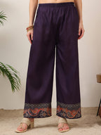 Embroidered & Printed Kurta With Palazzo & Printed Dupatta, Purple - Hiral Fashion | Grocsy