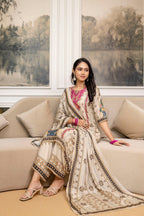 Embroidered & Printed Kurta With Palazzo & Printed Dupatta, White - Hiral Fashion | Grocsy