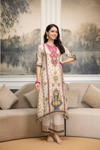 Embroidered & Printed Kurta With Palazzo & Printed Dupatta, White - Hiral Fashion | Grocsy