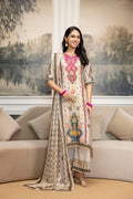 Embroidered & Printed Kurta With Palazzo & Printed Dupatta, White - Hiral Fashion | Grocsy