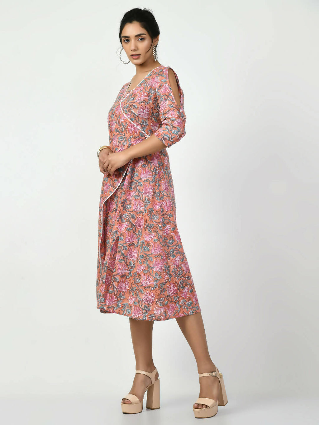 Myshka Women's Multi Floral Printed A-Line Dress | Grocsy