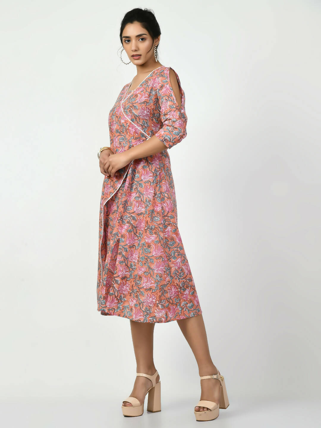 Myshka Women's Multi Floral Printed A-Line Dress | Grocsy