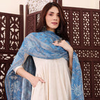 The52 Women's Beautiful Solid Chanderi Silk Fabric Flared Anarkali Pant and Dupatta Set | Grocsy
