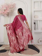 Shree Shyam Fashion Lichi Silk Wine Saree | Grocsy