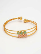 NVR Women's Gold-Polished CZ Stone-Studded Cuff Bracelet | Grocsy
