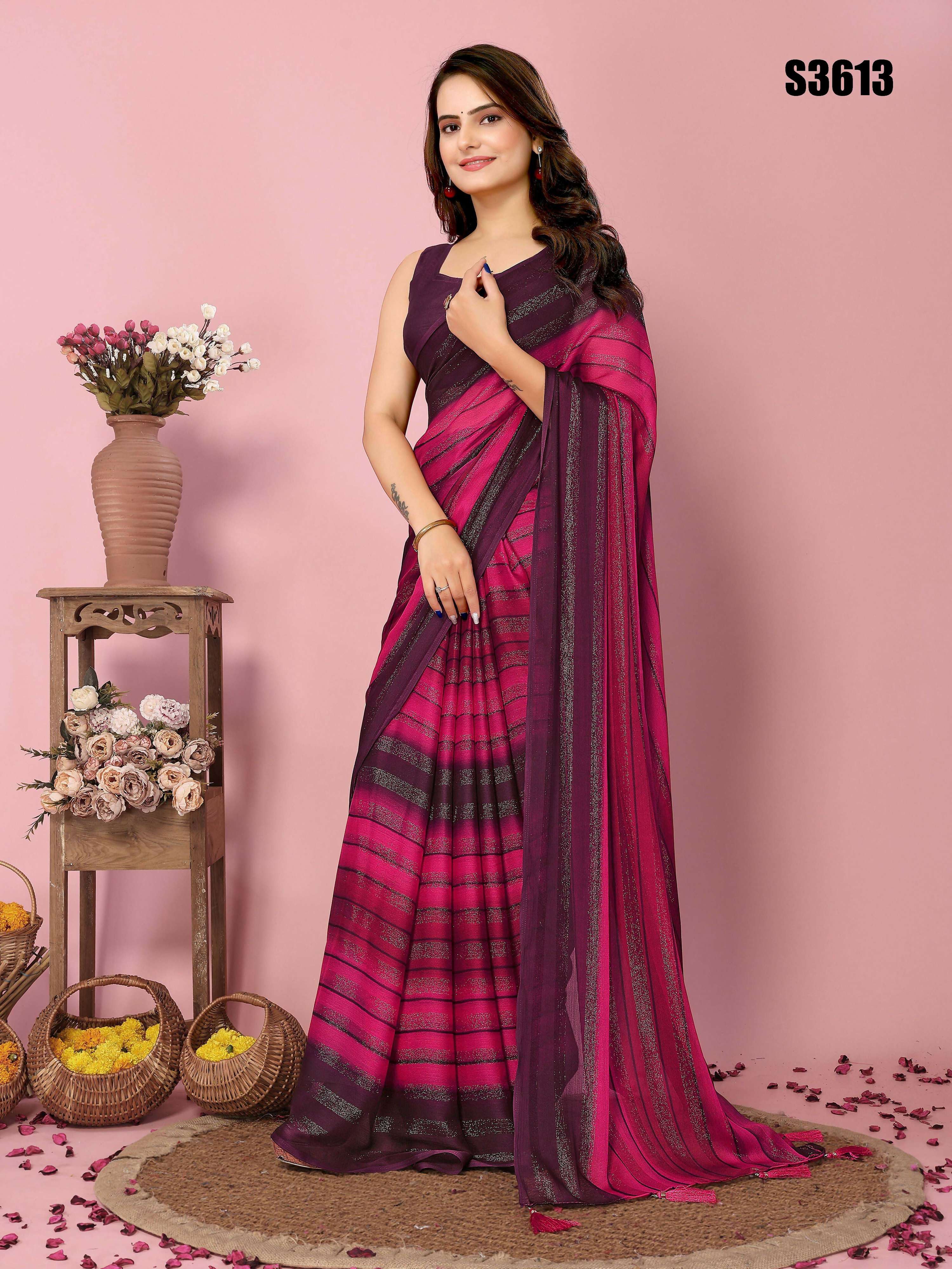 Attractive These Party Wear Ready To Wear Saree - Pink | Grocsy