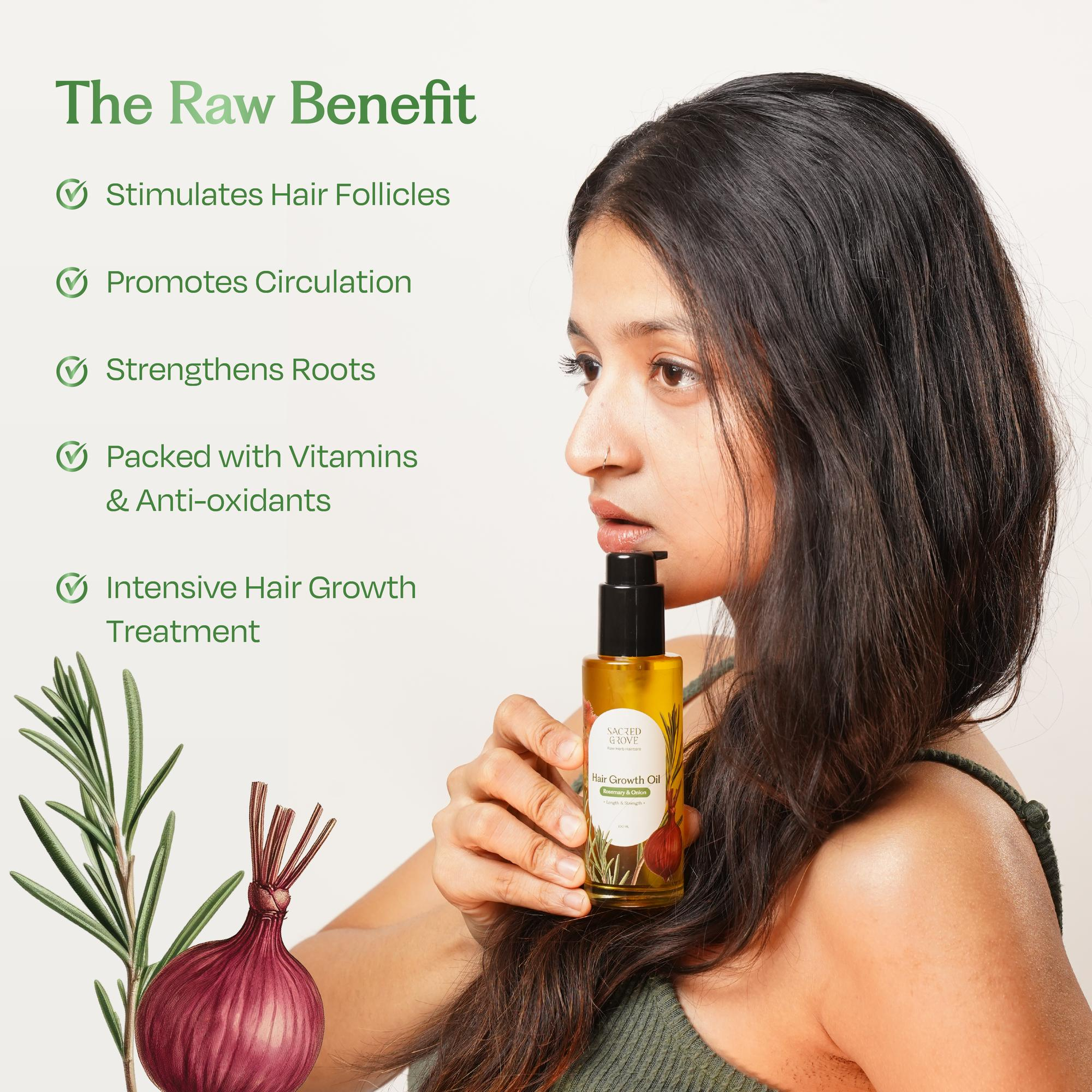 Sacred Grove Rosemary Leaves & Onion Hair Growth Oil | Grocsy
