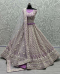 Jyoti Fashion Women's Violet Bridal Net Fancy Sequins with Multi Thread Embroidered Wedding Lehenga Choli | Grocsy