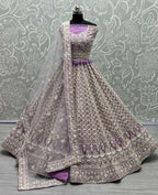 Jyoti Fashion Women's Violet Bridal Net Fancy Sequins with Multi Thread Embroidered Wedding Lehenga Choli | Grocsy