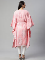 Ahalyaa Women Pink Pure Cotton Printed Kaftan Kurta | Grocsy