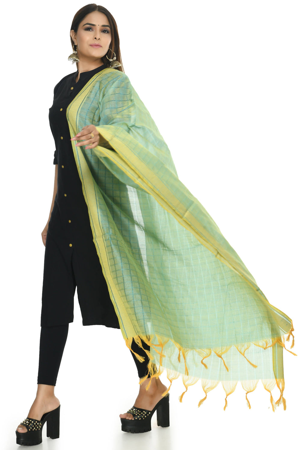 Mominos Fashion Moeza Handloom Cotton Sky Blue Dupatta | Grocsy