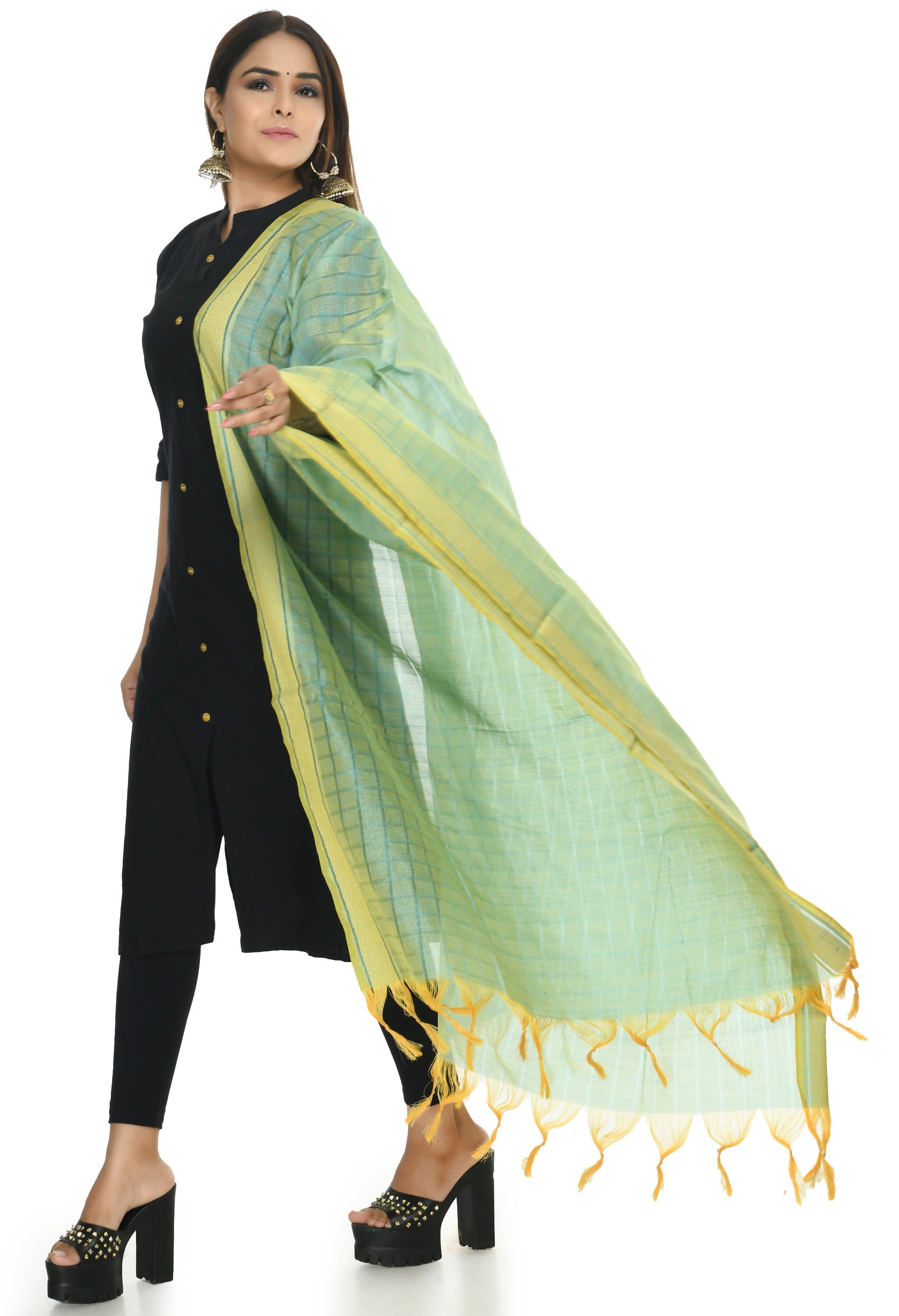 Mominos Fashion Moeza Handloom Cotton Sky Blue Dupatta | Grocsy